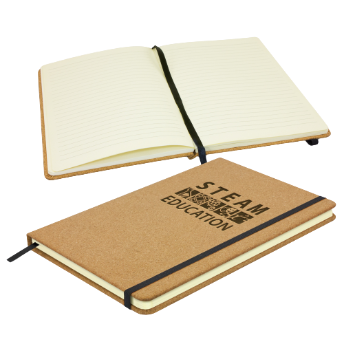 Medium-size notebook which has a hard cover with a trendy natural cork finish